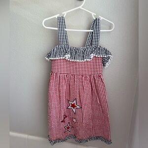 Good Lad Red, White andBlue Ruffled Gingham Sundress with Stars Size 5